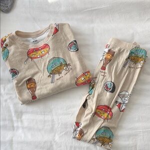 Carter's Beige Kids Noodle Planet Pajama Set with Colorful Characters